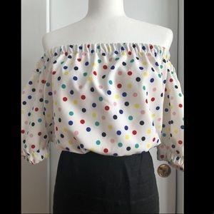 Polka dot off the shoulder